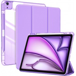 NEW ProCase for iPad Air 13 Inch Case 2025 M3/2024 M2 with Pencil Holder, Hybrid Smart Cover iPad 13 Air M3 M2 Case with Clear Transparent Back, Supports Touch ID, Auto Wake/Sleep -Purple