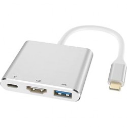 NEW Battony USB C to HDMI Adapter - 4K Multiport AV Converter for MacBook Pro/Air, iPad Pro - with Type C, USB 3.0 and HDMI Ports, Silver