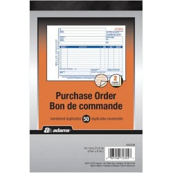 NEW Adams Purchase Order Book, 2-Part Carbonless, 50 Sheets, 5.56 x 8.43 with Red Print