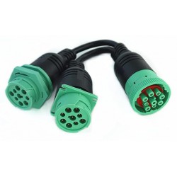 NEW Waterproof Overmolded J1939 Type 2 Splitter Y Cable 1 Male to 2 Female 9pin connectors