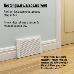 NEW White Baseboard Return Grill with 7/8 Turn Back (18 x 8 Duct Opening/ 19.25 x 9.25 Overall)
