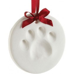 NEW Pearhead Pet Pawprint Hanging DIY Keepsake Christmas Ornament, Dog or Cat Clay Pawprint Art, Pet Owner Holiday, White