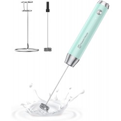 NEW Maestri House Rechargeable Milk Frother, Handheld Electric Foam Maker Waterproof Detachable Stainless Steel Whisk Drink Mixer Foamer with Stand, LunaFro