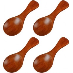 NEW Small Wooden Spoons 4 PCS 3 inches Wood Spice Spoon with Short Handle for Condiments, Ice Cream, Tiny Wooden Serving Spoon for Honey, Coffee, Tea, Sugar, Jam.