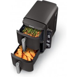 NEW Ninja Air Fryer, 8 QT DoubleStack 2-Basket, Space Saving Design, Feeds up to 6 People, 6-in1 Air Fryer, Roast, Bake & More, Easy to Clean, Dishwasher Safe Parts, SL201C (Canadian Version)