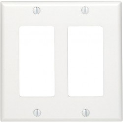 NEW Leviton 80409-W 2-Gang Decora/GFCI Device Wallplate, Standard Size, Thermoset, Device Mount, White