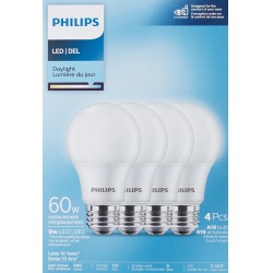 NEW Philips 463398 Led 60W A19 Daylight Non Dimmable(5000K)-4 Count