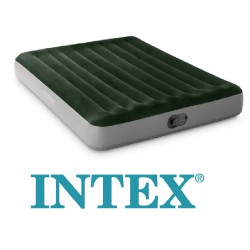 HANDLED INTEX Dura-Beam Prestige Air Mattress with USB Pump, 10in. Queen, with Fiber-Tech Construction