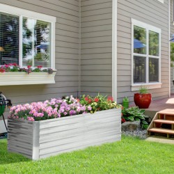 NEW Outsunny Galvanized Raised Garden Bed, Steel Outdoor Planters with Reinforced Rods, 71'' x 35'' x 23'', Silver
