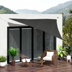 NEW Outsunny 12' x 12' x 12' Triangle Sun Shade Sail with Led Lights, 90% UV Block Outdoor Shade Cloth Sunscreen Canopy for Lawn Patio Garden Yard