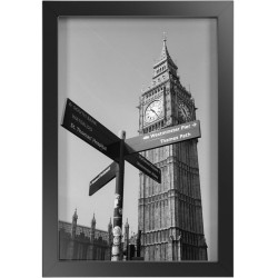 NEW ONE WALL Tempered Glass 8x12 Picture Frame, Black Wood Frame for Wall and Tabletop - Mounting Hardware Included