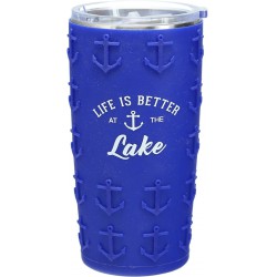 NEW At The Lake - 20 oz Travel Tumbler with 3D Silicone Wrap