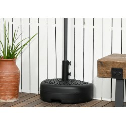 NEW Outsunny Half Round Umbrella Base, Sand or Water Filled Half Patio Umbrella Stand Holder 40lb Water or 46lb Sand, Black