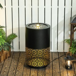 NEW Outsunny 21 Tall Garden Waterfall Fountain with LED Lights, Outdoor Water Fountain Water Feature with Adjustable Flow, Black