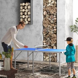 NEW Soozier Portable Ping Pong Table Set, Table Tennis Table w/ Net, 2 Paddles, 3 Balls for Outdoor and Indoor, Easy Assembly, Blue