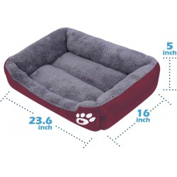 NEW Barelove Square Large Dog Bed Mattress Washable Pads Room Waterproof Bottom (Large, Wine Red)