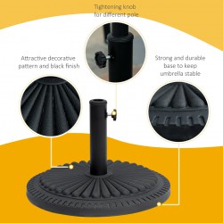 NEW Outsunny Patio Umbrella Base Stand, Round Cement Parasol Holder for Outdoor, Patio, Garden, Beach, Fits 1.4, 1.5 and 2 Pole, Black