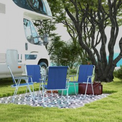 NEW Outsunny 4 Pack Outdoor Folding Chair Set, Portable Camping Chairs with Armrest, Oxford Fabric Seat, Outdoor Chairs, Dark Blue