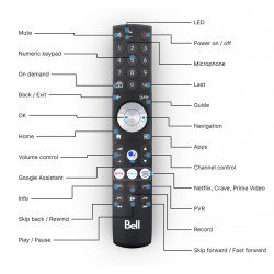 NEW Replacement remote control for the Fibe TV Box (Model VIP7802)