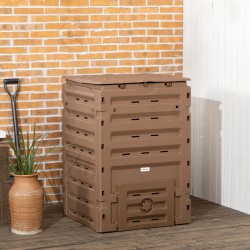 NEW Outsunny Compost Bin, Garden Composter with 80 Vents and 2 Sliding Doors, 120 Gallon (450L)