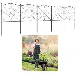 NEW Outsunny 5/Pack Garden Fencing Linear Length 10 Feet Decorative Outdoor Fence Panels, Rustproof Metal Wire Border Edging Animal Barrier, 24 x 31-Inch per Piece, Black
