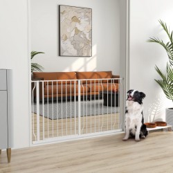 NEW PawHut 30- 57 Easy Install Pet Gate w/ Door & Double Locking System, Extra Wide Dog Gate for Stairs, Hallways, White
