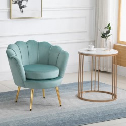 NEW HOMCOM Modern Accent Chair, Velvet-Touch Fabric Leisure Club Chair with Gold Metal Legs for Bedroom, Green
