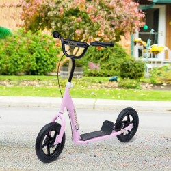 NEW HOMCOM Kids Scooter Street Bike Bicycle for Teens Ride on Toy w/ 12'' Tire for 5-12 Year Old Pink