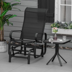 NEW Outsunny Patio Glider with Breathable Mesh Fabric, Outdoor Glider Chair, Garden Rocking Gliding Seat for Patio, Yard, Porch, Black