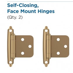 NEW Amerock | Cabinet Hinge | Variable Overlay Self Closing Face Mount | Champagne Bronze | Kitchen Cabinet Door Hinge | 1 Pair/Pack