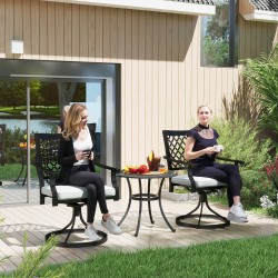 NEW Outsunny Outdoor Patio Chairs Set of 2, Metal Swivel Rocker Chairs with Cushion and Armrests for Backyard, Garden, Patio
