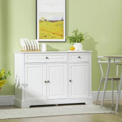 NEW HOMCOM Modern Sideboard Cabinet, Buffet Cabinet with 2 Drawers and Adjustable Shelves, Buffets Tables for Dining Room, White
