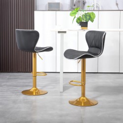 NEW HOMCOM Counter Height Bar Stools Set of 2, Adjustable Height Bar Chairs with Swivel Seat, PU Leather Upholstery