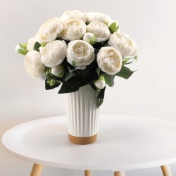 NEW Hoikwo 4 Bunches Small White Peony Peony Artificial Flowers (20 Peony Heads), Silk Fake Fake Silk Flowers Bouquet with Stems for Home Wedding Party Table Centerpieces