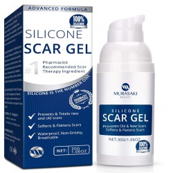 NEW EXP: 7/2026 - 30G - 100% Silicone Scar Gel Scar Cream - Advanced Scar Gel for Surgical Scars, C-Section, Stretch Marks, Acne, Injury, Burns, Keloids, Old and New Scars 1.06oz(30g) (Maximum Strength 100% Silicone)