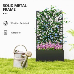 NEW Outsunny Metal Raised Garden Bed with Privacy Panel, Freestanding or Wall Mounted Outdoor Planter Box for Garden, Patio