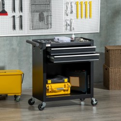 NEW DURHAND 2-Drawer Rolling Tool Chest on Wheels, Metal Tool Cabinet for Warehouse, Workshop and Garage, Black