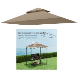 NEW  Outsunny BBQ Gazebo Canopy Replacement Roof, 5' x 8' Grill Gazebo Roof with UPF50+ Double Tiered Top Cover, Khaki