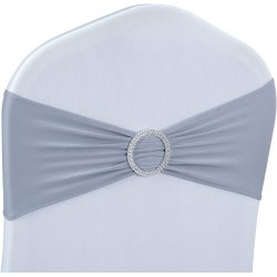 NEW 1 PC Spandex Chair Sashes Bows Stretch Chair Cover Band with Buckle Slider Universal Elastic Chair Ties for Wedding Party Ceremony Reception Banquet Decoration (Grey)