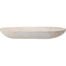 NEW Bloomingville Hand-Carved Paulownia Wood Bowl with Whitewashed Finish