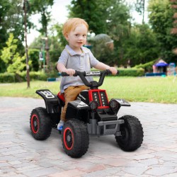 NEW Qaba 6V Kids ATV Quad, 4 Wheeler Battery Powered Electric Ride on Car w/ Lights, Forward Backward, Black