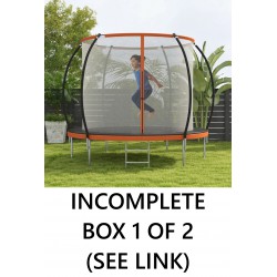 NEW (INCOMPLETE - BOX 1 OF 2) - READ NOTES - Soozier 8ft Outdoor Trampoline with Enclosure Net and Ladder, Backyard Fitness Trampoline for Teens and Adults