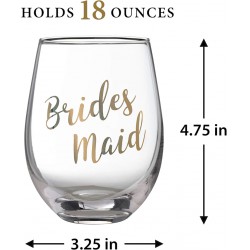 NEW Lillian Rose G115 BM Gold Bridesmaid Stemless Wine Glass, Height 4.75