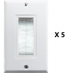 NEW 5/PACK Brush Wall Plate,Fly Tiger,Single Gang Cable Entry Access Strap,Cable Pass Through Insert for Wires,Cable Management Pass-Through Wall Plate,Works with AV,HDMI,Home Theater and More,White