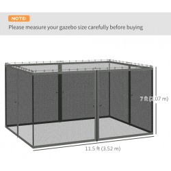 NEW Outsunny Replacement Mosquito Netting for Gazebo 10' x 13' Black Screen Walls for Canopy with Zippers