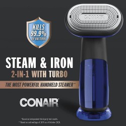 NEW Conair GS108C Extreme Steam Handheld Steam & Iron 2-in-1 with Turbo (Steam or Press) Blue