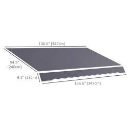 NEW Outsunny 11' x 8' Outdoor Sunshade Canopy Awning Cover, Retractable Awning Fabric Replacement, UV Protection, Grey