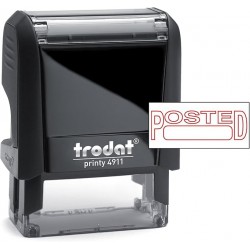 NEW Trodat Printy 4911 Self-Inking Stamp with POSTED Message with Box for Date - Red Pad - Produced from up to 65% Recycled Plastic