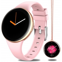 NEW Easyfone DM75 Smart Watch for Women, Pendant Watch and Wrist Watch 2 Wear Styles with Round 1.04 AMOLED Screen, Fitness Tracker and Heart Rate Sleep Monitor, Smart Notification (Gold)