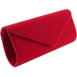 NEW Women Evening Bag Clutch Purse, lovyoCoCo Handbag With Detachable Chain Strap for Wedding Cocktail Party Velvet Solid Color,RED